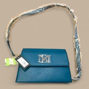NWT Badgley Mischka Mini Crossbody Bag Blue BIG BM Logo